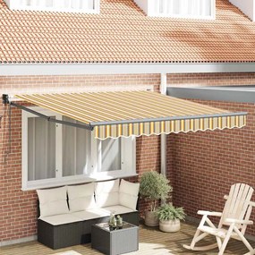vidaXL Toldo Retrátil Automático Listrado Multicolorido 350x250 cm