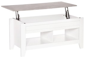 HOMCOM Mesa de Centro com Bancada Elevável Mesa de Centro com 2 Compartimentos Abertos Bancada de Imitação a Mármore 105x50x49cm | Aosom Portugal