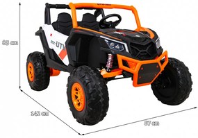 Buggy elétrico para Crianças 24V 4x4 2 Lugares UTV-MX Rodas de EVA, Assento de couro Laranja