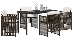 Conjunto de Jantar de Jardim vidaXL de 5 Peças com Almofadas Castanho