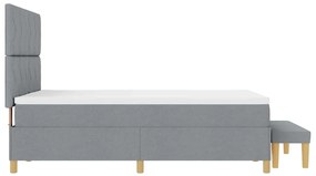 Cama Box com Colchão e Banco Cinza Claro 140x200 cm Tecido