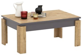 Mesa centro PHILIPPA, bilaminado cavalho com cinza escuro, 90 cms