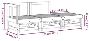 3 pcs conjunto lounge de jardim madeira de pinho maciça cinza