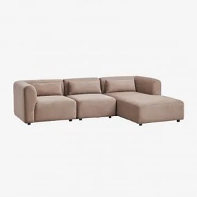 Sofá Modular Chaise Longue Direito De 3 Peças Fogler Bombazina Castanho Camel - Sklum