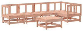 6 pcs conj. lounge jardim c/ almofadões madeira douglas maciça
