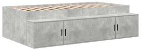 Cama de Armazenamento Cinza Concreto 75x190 cm