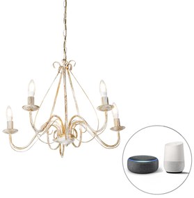 LED Candeeiro de teto inteligente branco 5 luzes incl. Wifi B35 - Giuseppe Clássico / Antigo,Country / Rústico,Rústico