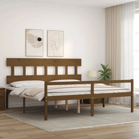 Cama para idosos c/ cabeceira 200x200 cm madeira castanho-mel