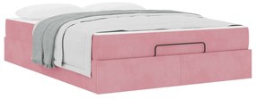 vidaXL Estrutura de cama com colchão com colchão 2 pcs Rosa Veludo