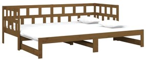 Estrutura sofá-cama de puxar 2x(90x200) cm pinho castanho-mel