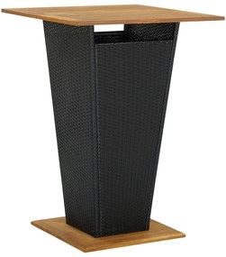 3 pcs conjunto de bar para jardim com almofadões vime PE preto