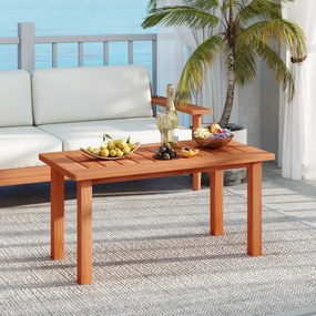 Mesa apoio de jardim em madeira 90 x 45,5 x 43,5 cm com tampo de ripas, pés estáveis e ligação reforçada para jardim, terraço, pátio e varanda Natural