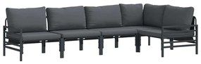Conjunto de Sofá de Jardim 5 pcs Cinzento-escuro Aço
