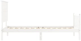 Cama sem colchão 90x200 cm madeira de pinho maciça branco