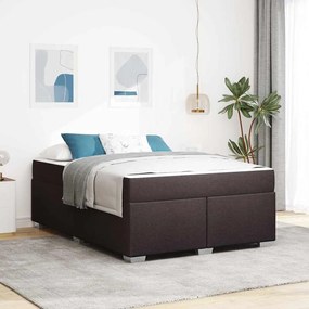 vidaXL Estrutura da Cama com colchão Marrom Escuro 140 x 200 cm tecido