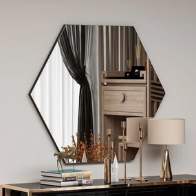 Espelho Hexagonal Zeo – Preto – 70 cm x 60 cm x 2,2 cm