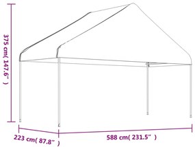 Gazebo com telhado 6,69x5,88x3,75 m polietileno branco