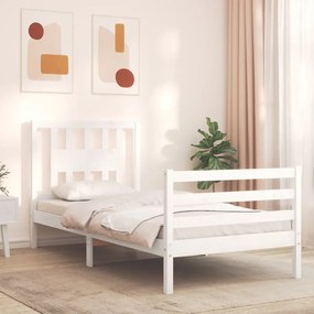vidaXL Estrutura de cama com cabeceira 90x200 cm madeira maciça