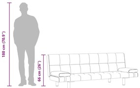 Sofá-cama ajustável c/ 2 almofadas couro artificial branco nata
