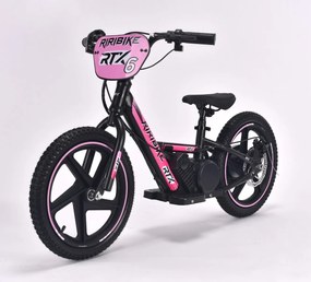 Bicicleta eléctrica para crianças RIRIBIKE RTX6 24V (16") bateria de lítio, motor de 250 watts, travão de disco, assento ajustável em PU macio Rosa