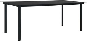vidaXL Mesa de jantar para jardim 190x90x74 cm aço e vidro preto