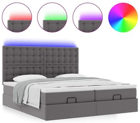 Cama otomana com colchões &amp; LEDs 180x200 cm couro artificial