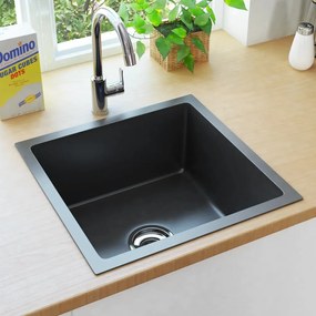 145083 vidaXL Lava-louça de cozinha artesanal aço inoxidável preto
