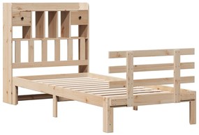 Cama com estante sem colchão 90x200 cm pinho maciço