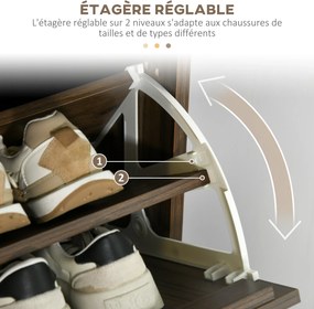 Sapateira com 3 portas, capacidade para 18 pares, ideal para a entrada, corredor ou sala de estar, 63 x 24 x 117 cm, cor nogueira escura
