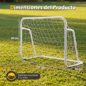 Baliza de futebol infantil com rede 121 x 60 x 80 cm com Estacas para jardim Equipamento de treino portátil Branca