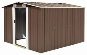 vidaXL Abrigo de jardim 257x298x178 cm metal castanho