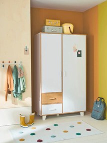 Roupeiro de 2 portas + 2 gavetas, TEMA HOPLA branco