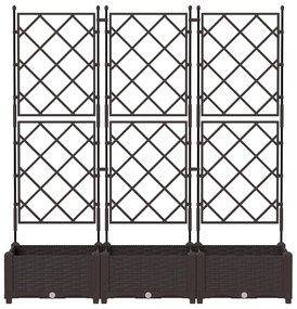 Vaso de Jardim com Treliça 3 pcs Castanho 120x40x125.5 cm