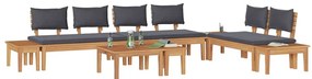 Conjunto de Jardim com 5 peças e almofadas - Madeira de Teak Sólida