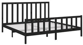 Estrutura de cama 200x200 cm madeira de pinho maciça preto