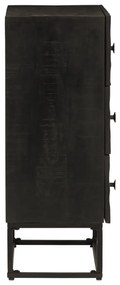 Cómoda 55x30x76 cm madeira de mangueira maciça e ferro preto