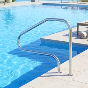 Conjunto de 2 Corrimãos para Piscina, 130 x 94 cm, Aço Inoxidável, Prateado