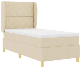 Cama Box Spring com Colchão vidaXL Creme 100x200 cm Tecido