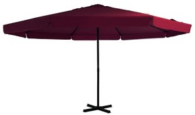 vidaXL Guarda-sol de exterior poste de alumínio 500 cm vermelho bordô