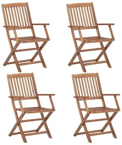 Cadeiras de jardim dobráveis c/ almofadões 4 pcs acácia maciça