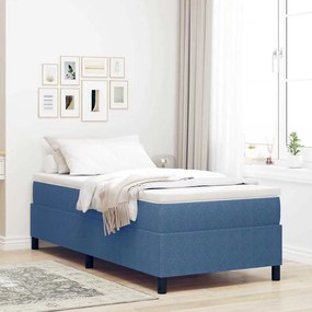 vidaXL Cama Box Azul e Branco 90 x 190 cm Tecido de Veludo Cotele