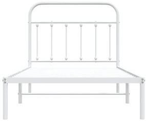 Estrutura de cama com cabeceira 100x190 cm metal branco