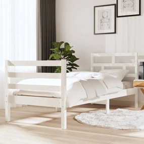 vidaXL Estrutura cama pequena solteiro 75x190 cm madeira maciça branco