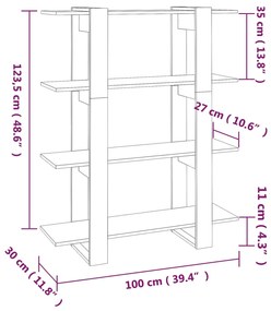 Estante/divisória 100x30x123,5 cm cor cinzento cimento