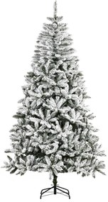 Árvore de Natal Artificial 255cm com Neve Ignífugo com 1300 Ramos Folhas de PVC Abertura Automática Base Dobrável e Suporte Metálico Decoração de Nata