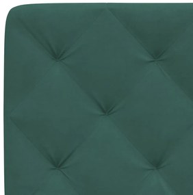 Estrutura de cama c/ cabeceira 100x200 cm veludo verde-escuro