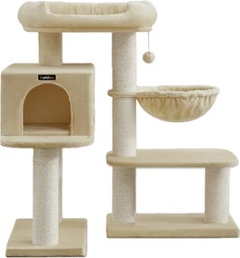 Arranhador para gatos, altamente resistente 70 x 60 x 112 cm com 6 colunas extra grossas para arranhar bege