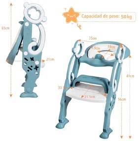 Escada de sanita bebés ajustável e banquinho dobrável Altura adequada 39-42 cm com escada com punhos Amortecedores Assento largo Degraus antiderrapant