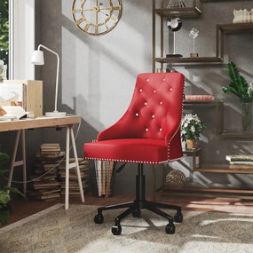 vidaXL Cadeira de jantar giratória veludo vermelho tinto
