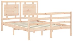 Estrutura de cama com cabeceira 140x190 cm madeira maciça